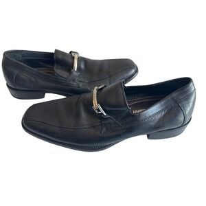 Johnston & Murphy Mens Black‎ Leather Slip On Loafers Dress Shoes Size 9.5M